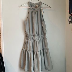 Mint green pastel high neck dress